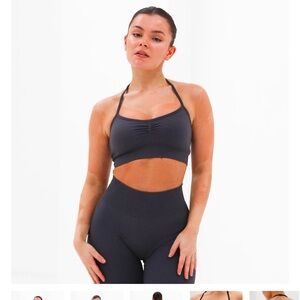 Women's Charcoal Gray Seamless Bralette and Leggings Set